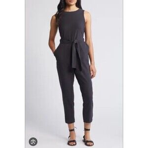 Marine Layer Jumpsuit Womens Small Sleeveless Tie Waist Tencel Blend Pockets